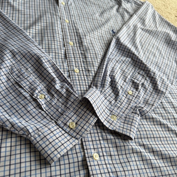 Ralph Lauren Performance Button Down Shirt 3XLT Blue Plaid Long Sleeve - Picture 3 of 9